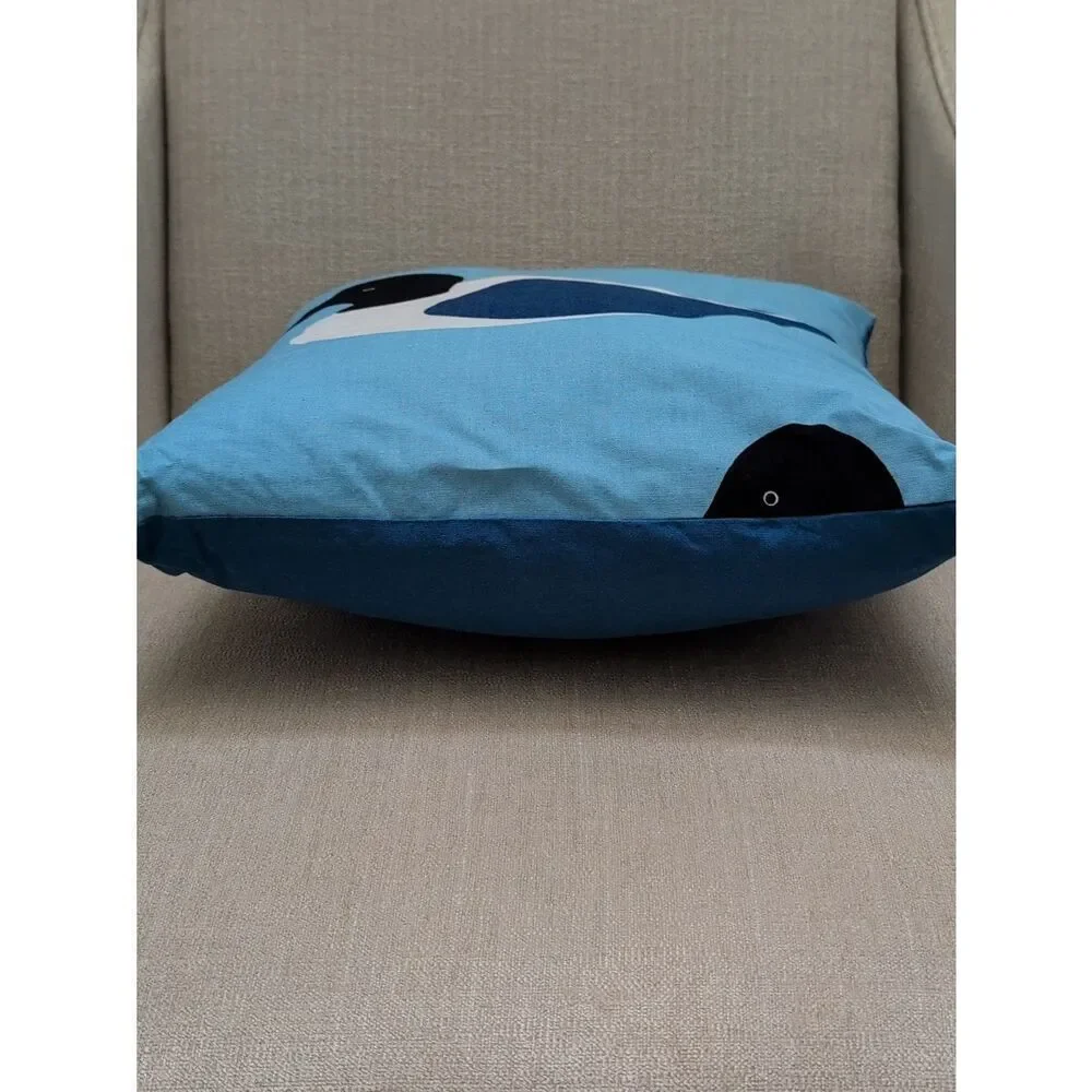 Handmade Blue Duck Graphic Throw Pillow